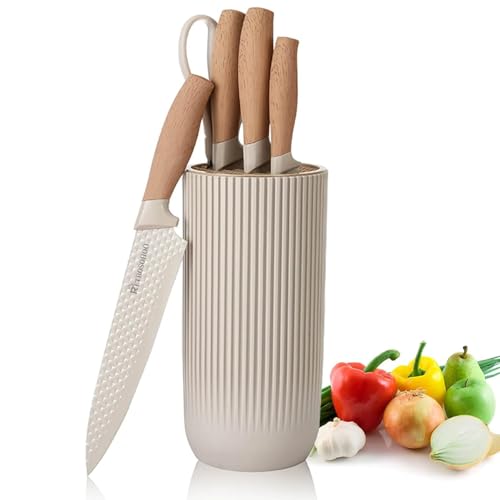 Slice in Style: The Retrosohoo 6-Piece Khaki Knife Set Elevates Your Culinary Experience!