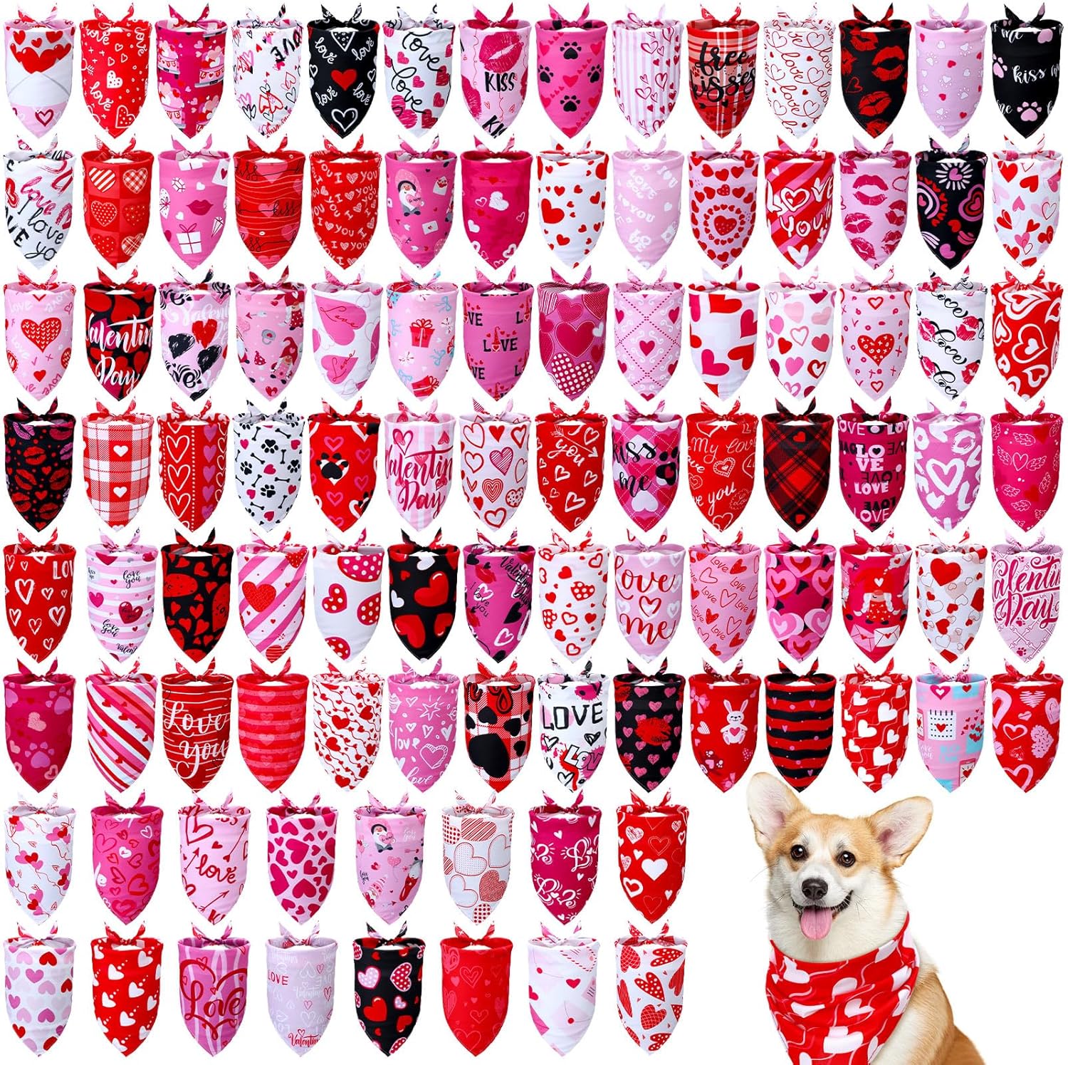 Celebrate Love: Huhumy 200 Pcs Valentine's Day Dog Bandanas for Stylish Pups!