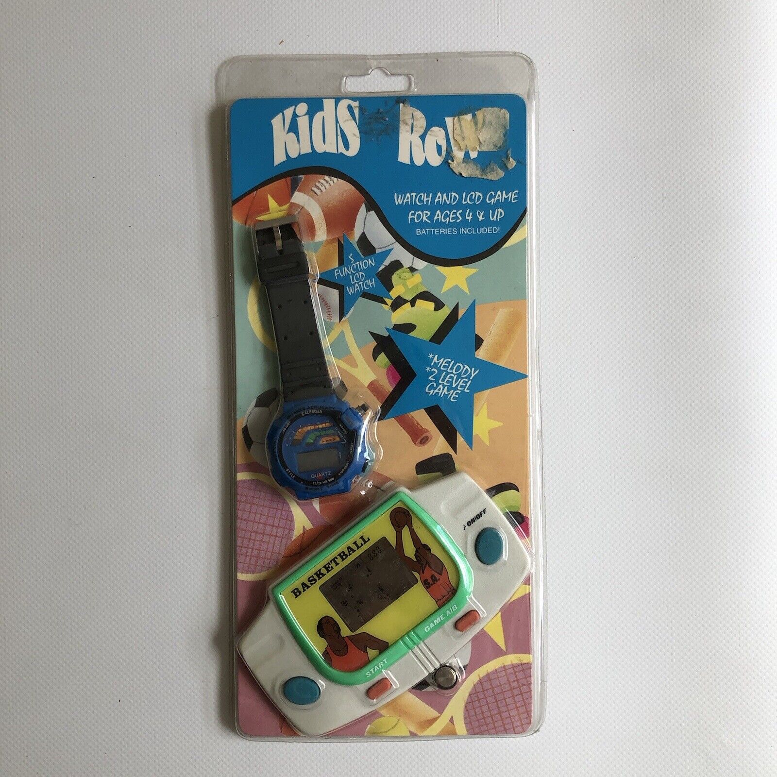 RARE VINTAGE KIDS ROW LCD BASKETBALL GAME & WRIST WATCH SEALED