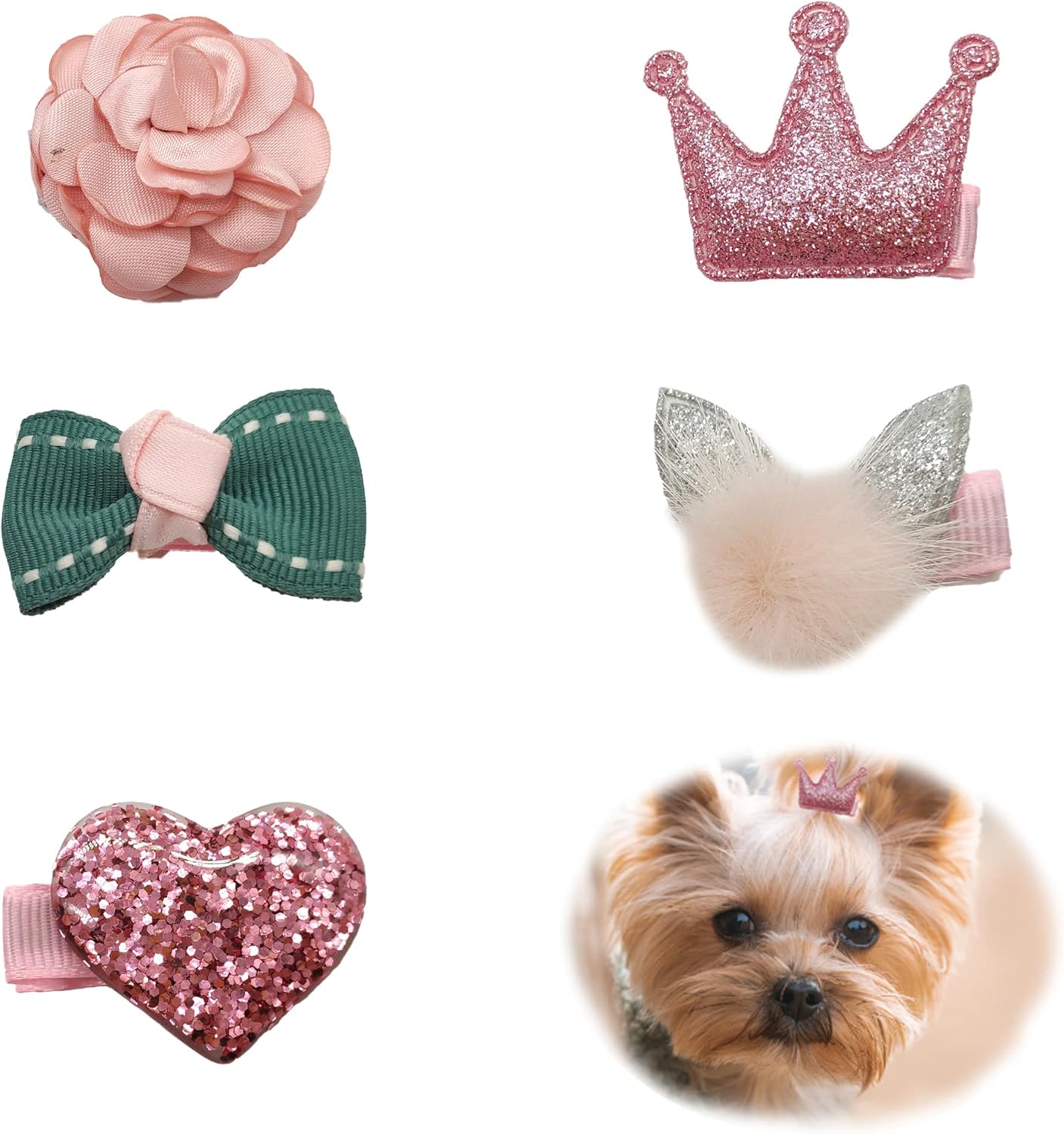 Charming Style: Review of Pack of 5 Pink Hair Bows for Your Furry Friends!