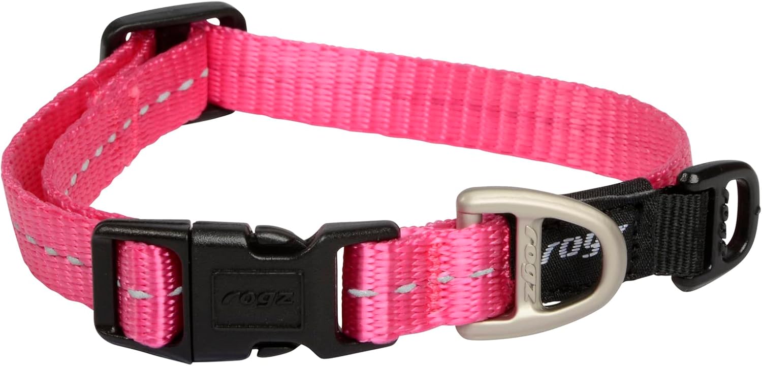 Bright and Safe: The Rogz Classic Reflective Dog Collar in Pink for Extra Visibility