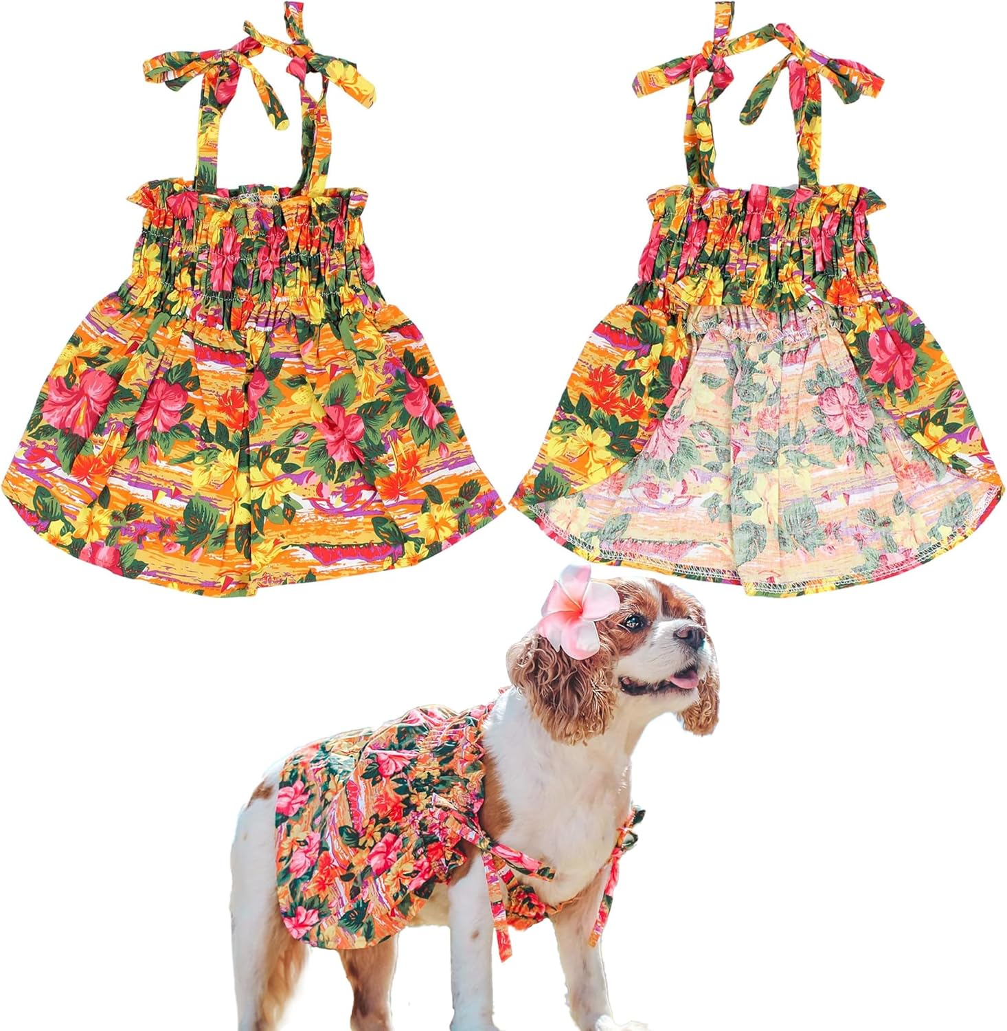 Dress Your Pup in Paradise: Hawaiian Hibiscus Dress for Delightful Beach Days!